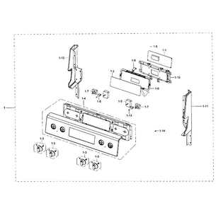 Control Panel Diagram and Parts List for NE59J3420SW AA-0002 Samsung Range