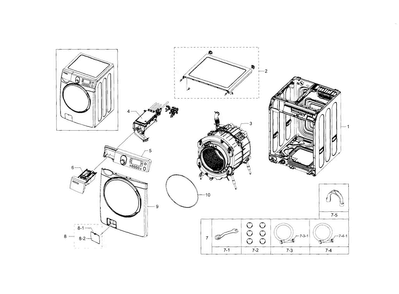 Main Assy Diagram and Parts List for WF448AAE XAA-0002 Samsung Washer