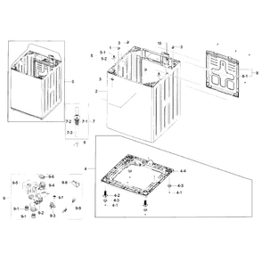 Frame Assembly Diagram and Parts List for WA52J8060AW A2-0000 Samsung Washer