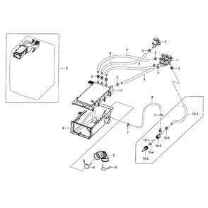 Housing Drawer Diagram and Parts List for WF42H5200AW A2-0000 Samsung Washer