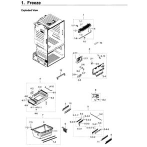 Freezer Diagram and Parts List for RF23HCEDBSR AA-10 Samsung Refrigerator