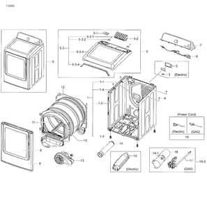Main Asy Diagram and Parts List for DV48H7400GW A2-0001 Samsung Dryer