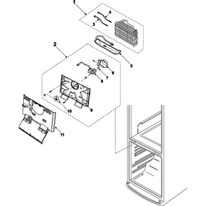 Freezer Compartment Diagram and Parts List for RB195BSSB XAA Samsung Refrigerator