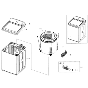 Cabinet Diagram and Parts List for WA48H7400AP A2-02 Samsung Washer