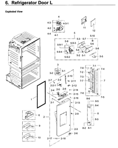 Fridge Door L Diagram and Parts List for RF28JBEDBSR AA-0003 Samsung Refrigerator
