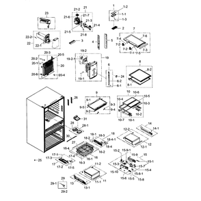 Refrigerator Diagram and Parts List for RF30HBEDBSR AA-03 Samsung Refrigerator