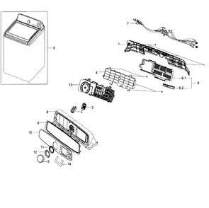 Control Panel Diagram and Parts List for WA52J8060AW A2-0000 Samsung Washer