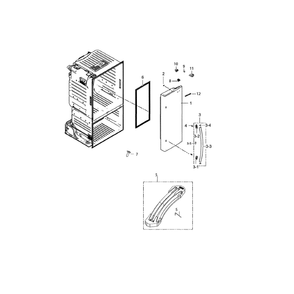 Right Fridge Door Diagram and Parts List for RF220NCTASP AA-0001 Samsung Refrigerator