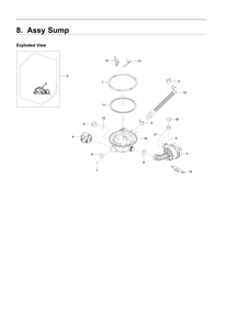 Sump Assembly Diagram and Parts List for DW80R9950US AA-01 Samsung Dishwasher