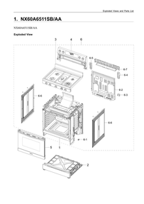 Main Assembly Diagram and Parts List for NX60A6511SB AA-00 Samsung Range