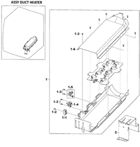 Heater Assy Diagram and Parts List for DV520AEW XAA Samsung Dryer