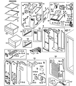 Freezer Diagram and Parts List for RS267LASH XAA-0000 Samsung Refrigerator