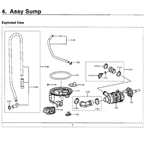 Pump Diagram and Parts List for DW80M2020US AA-0000 Samsung Dishwasher