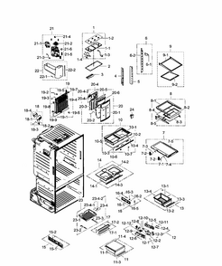 Fridge Diagram and Parts List for RF263TEAESR AA-0001 Samsung Refrigerator