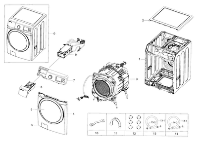 Main Assy Diagram and Parts List for WF433BTGJWR A2-0000 Samsung Washer