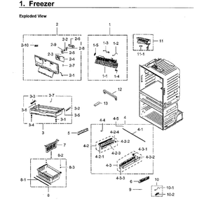 Freezer Diagram and Parts List for RF28HMEDBWW AA-11 Samsung Refrigerator