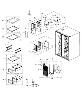 Freezer Diagram and Parts List for RS25H5111SR AA-0001 Samsung Refrigerator
