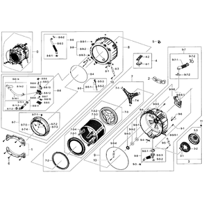 Tub / Drum Assembly Diagram and Parts List for WF455ARGSWR A2-0000 Samsung Washer
