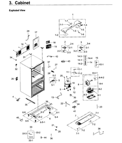 Cabinet Diagram and Parts List for RF22KREDBSG AA-0004 Samsung Refrigerator