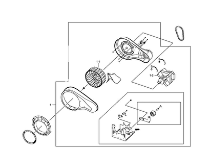 Motor Assy Diagram and Parts List for DV407AEW XAA-0002 Samsung Dryer