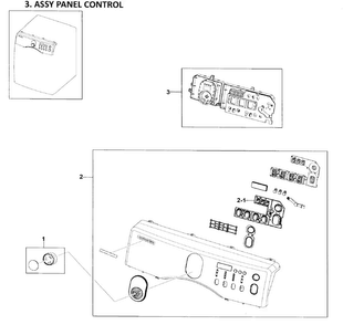 Control Panel Diagram and Parts List for DV219AGW XAA-0001 Samsung Dryer
