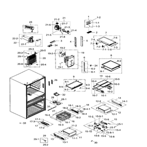 Fridge Diagram and Parts List for RF31FMEDBWW AA-02 Samsung Refrigerator