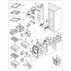 Part Location Diagram of DA67-00533E Samsung SHELF REF-UP;(650)A-TOP,