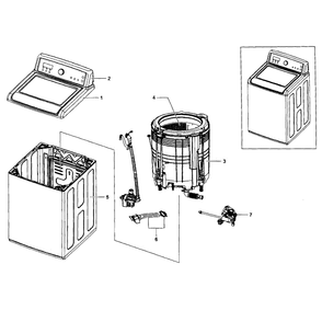 Main Assembly Diagram and Parts List for WA5451ANW XAA-02 Samsung Washer