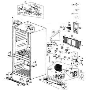 Cabinet Diagram and Parts List for RF263AEWP XAA-00 Samsung Refrigerator