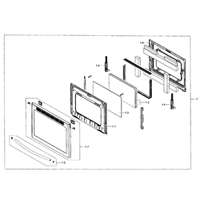 Door Assembly Diagram and Parts List for NE58F9500SS AA-0000 Samsung Range