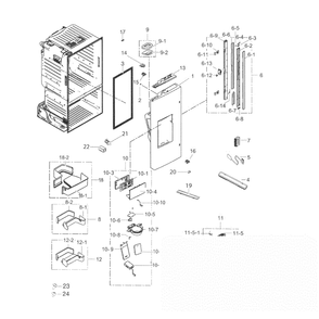 Fridge Door L Diagram and Parts List for RF263TEAESR AA-02 Samsung Refrigerator