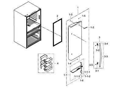Refrigerator Door R Diagram and Parts List for RF31FMESBSR AA-0003 Samsung Refrigerator