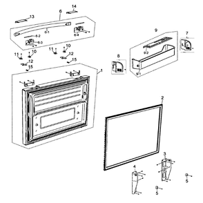 Fre Door Diagram and Parts List for RF263AEBP XAA-00 Samsung Refrigerator