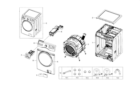 Main Diagram and Parts List for WF330ANW XAA-0007 Samsung Washer