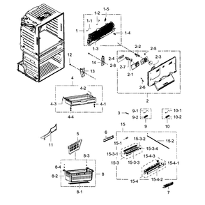 Freezer Diagram and Parts List for RF25HMEDBSR AA-03 Samsung Refrigerator