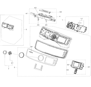 Control Panel Diagram and Parts List for DV50K7500EV A3-0000 Samsung Dryer