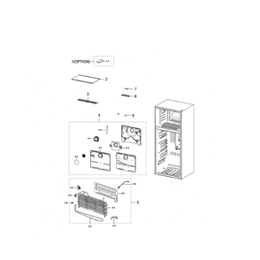 Freezing Compartment Diagram and Parts List for RT18M6213WW AA-0000 Samsung Refrigerator