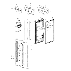 Fridge Door L Diagram and Parts List for RFG237AABP XAA-02 Samsung Refrigerator