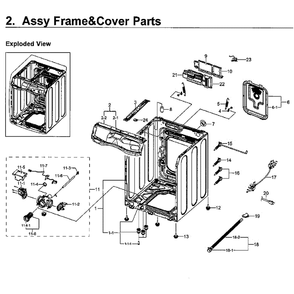 Frame And Cover Diagram and Parts List for WF50K7500AV A2-11 Samsung Washer