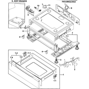 Drawer Diagram and Parts List for FX510BGS XAA-00 Samsung Range