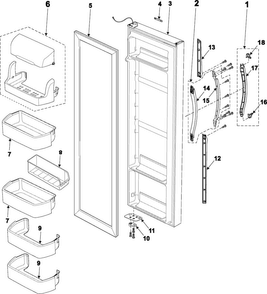 Part Location Diagram of DA64-00413J Samsung Handle-mid front