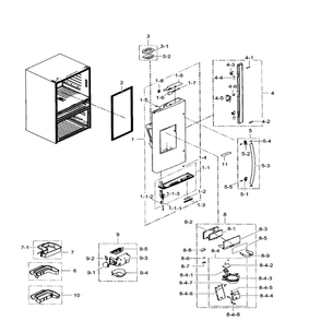 Left Door Diagram and Parts List for RF31FMEDBWW AA-02 Samsung Refrigerator