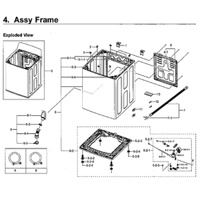Frame Assembly Diagram and Parts List for WA5471ABP XAA-01 Samsung Washer