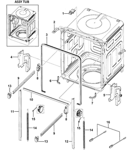 Tub Assy Diagram and Parts List for DMR78AHW XAA-00 Samsung Dishwasher