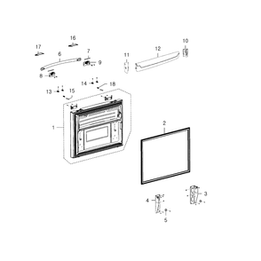 Freezer Door Diagram and Parts List for RFG237AABP XAA-02 Samsung Refrigerator