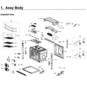 Body Diagram and Parts List for NV51K7770SG AA-0000 Samsung Wall Oven