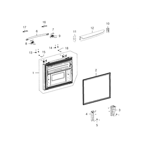 Freezer Door Diagram and Parts List for RFG237AABP XAA-03 Samsung Refrigerator