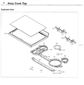 Cooktop Diagram and Parts List for NE59J7850WG AA-0004 Samsung Range