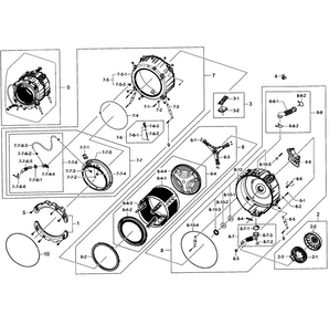 Tub Assy Diagram and Parts List for WF395BTPAWR A2-0001 Samsung Washer