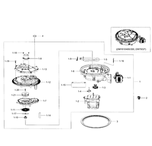 Pump Assy Diagram and Parts List for DW7933LRASR AA-0001 Samsung Dishwasher